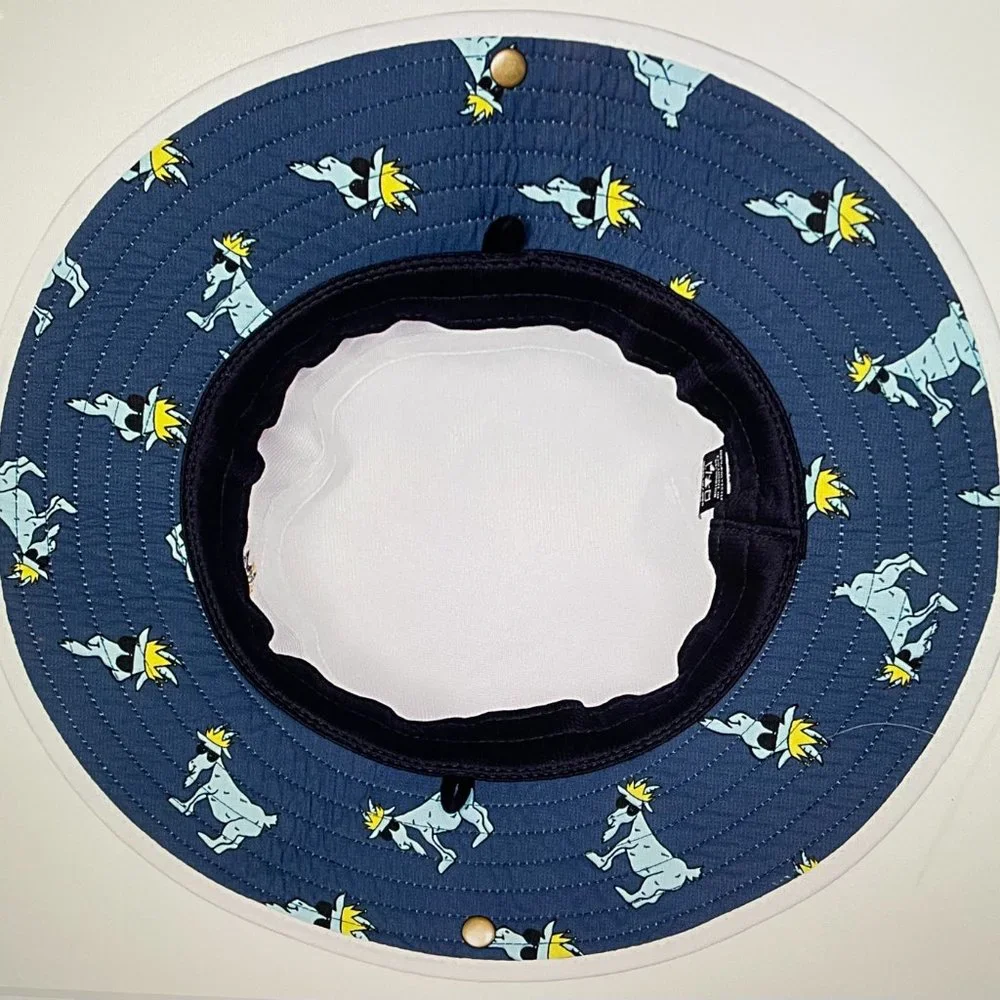 White Bucket Hat with Embroidered Goat Graphic - Picture 3 of 6